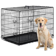 Heavy-Duty Folding Dog Crate – 2-Door Metal Cage with Tray for Travel, Training & Home