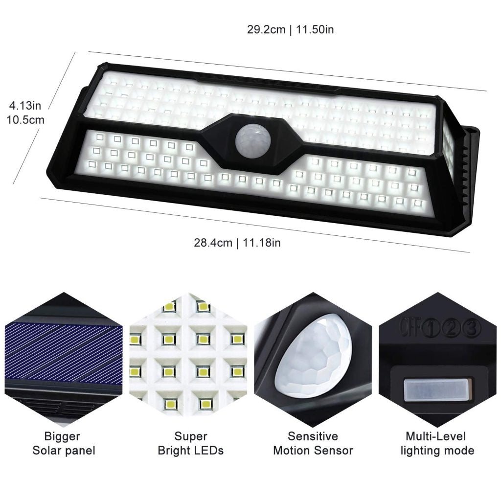 New 86 LED & 136 Side Shooter LED Solar Motion Sensor Lights ā Outdoor Waterproof Security Lighting