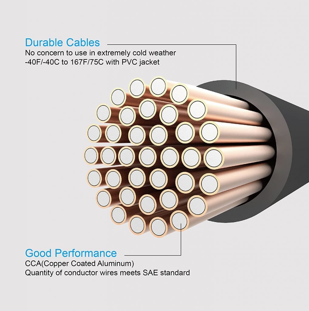 New Heavy Duty 4 Gauge Booster Cables – 20 FT Jumper Cables for Cars, Trucks & SUVs with Carry Bag 4GABC20
